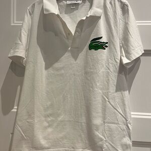 Lacoste Men's Polo Shirt in White with Green Logo